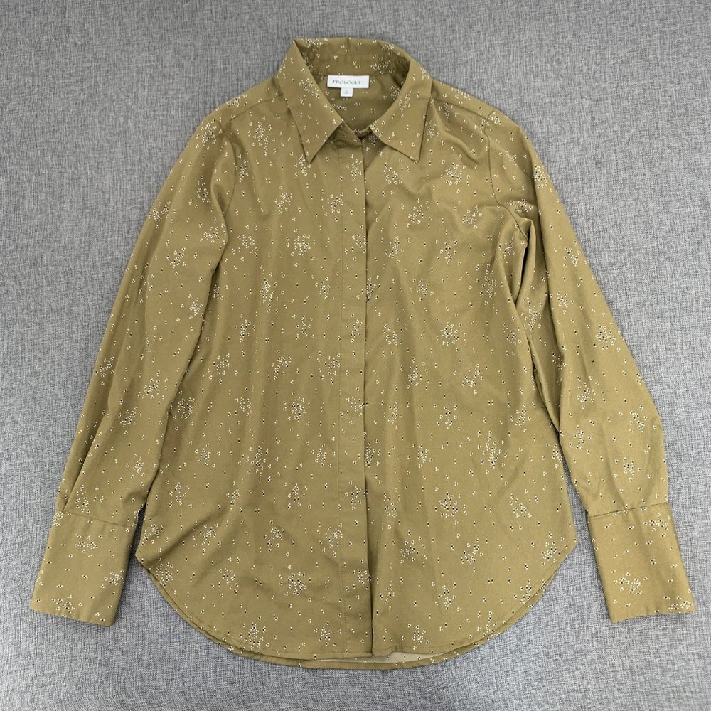 PROLOGUE Long Sleeve Blouse‎ Small Green Collared Polyester